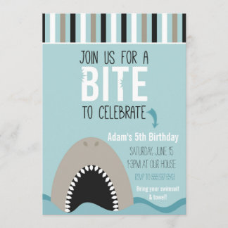 Requin et rayures Invitation d'anniversaire