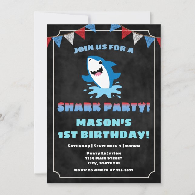 Requin Invitation Anniversaire Bébé Requin (Devant)