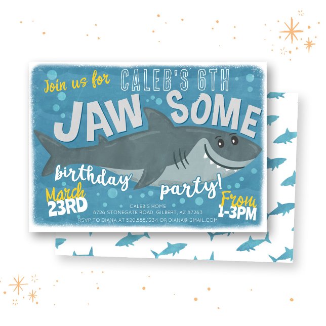 Requin Jawsome Sous La Mer Invitation Anniversaire (Créateur téléchargé)