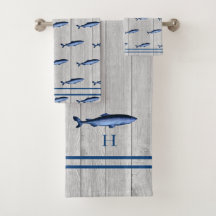 Requin marine russe personnalisé bleu gris bois