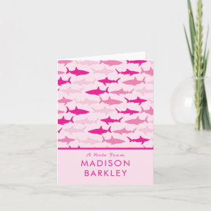 Requins roses Cartes fixes pour enfants mignonnes