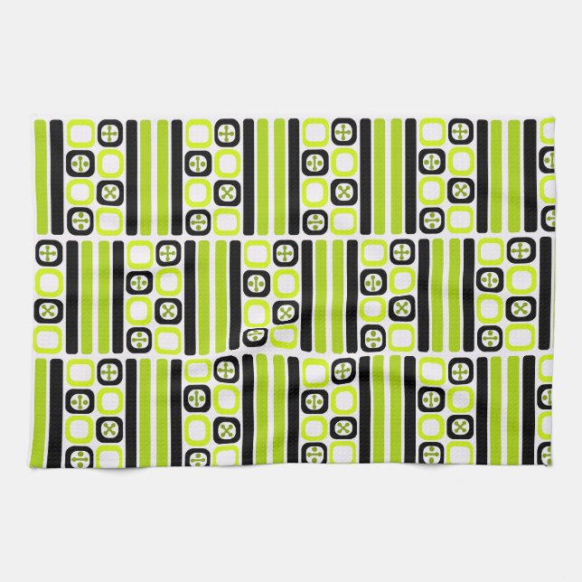 ReRo Atomart Squares Lines Chartreuse Geschirrtuch (Horizontal)