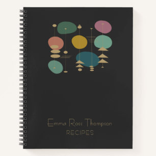 ReRo Atome Age Mitte Jahrhundert Modernes Rezept Notizbuch