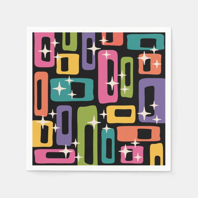 ReRo MCM Abstraktes Atomzeitmuster Serviette (Vorderseite)