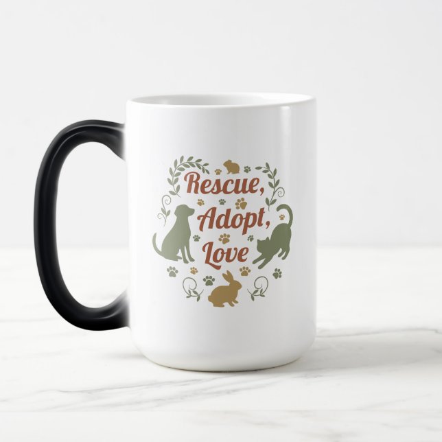 Rescue, Adopt, Love Verwandlungstasse (Links)