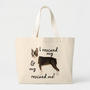 Rescue Boston Terrier Large Tote Bag Jumbo Stoffbeutel