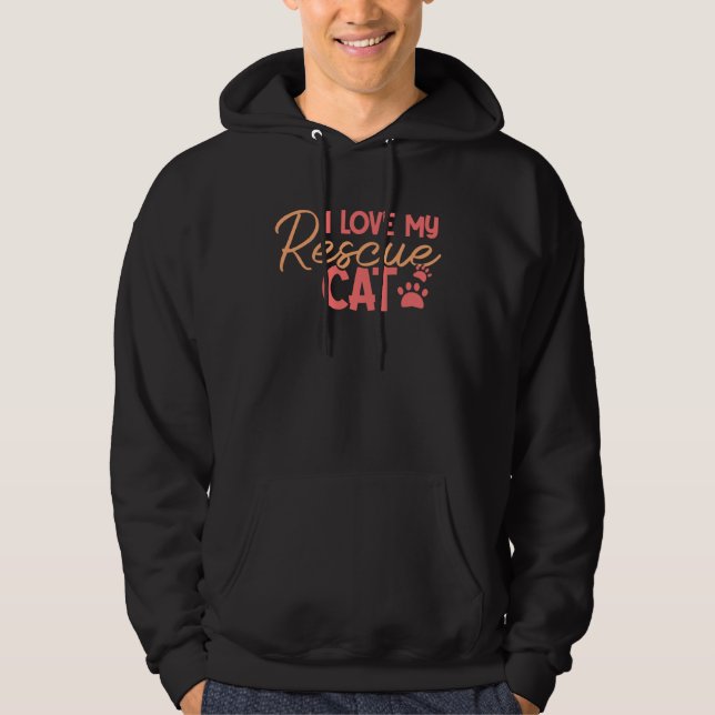 Rescue Cat Love Cute Cat Adoption Rescue Kitty Hoodie (Vorderseite)