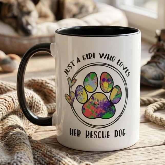 Rescue Dog Paw Whimsical Pet Lover Tasse (Rescue Dog Pet Lover mug)