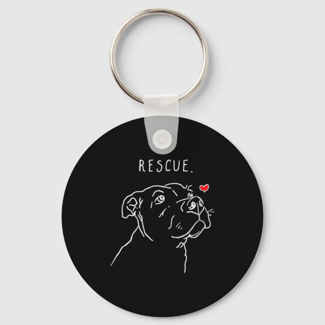Rescue Dog Tbull Drawing Rescue Mom Adopt Dont _1  Schlüsselanhänger (Vorderseite)
