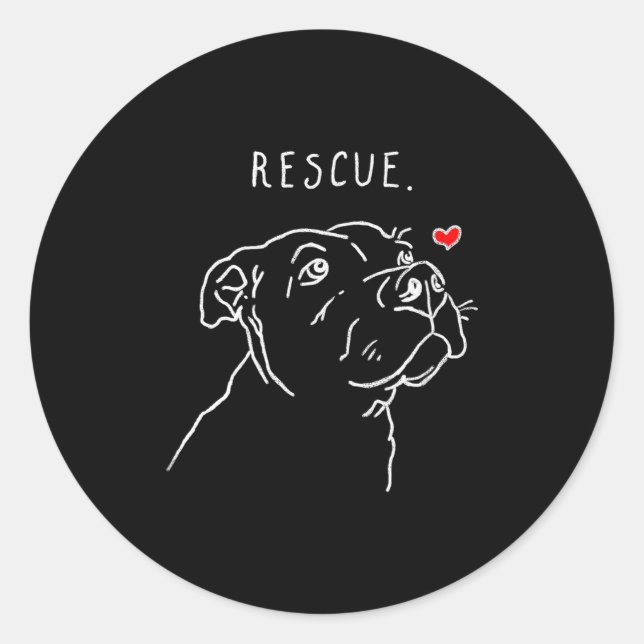 Rescue Dog, Tbull Drawing, Rescue Mom, Adopt Don't Runder Aufkleber (Vorderseite)
