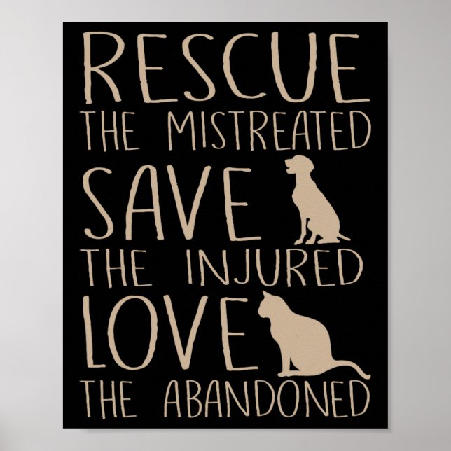 Rescue Gerettet Liebe - Süße Tier Rescue Dog Katze Poster (Vorne)