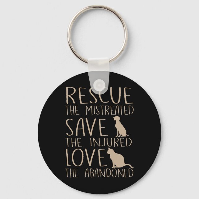 Rescue Gerettet Liebe - Süße Tier Rescue Dog Katze Schlüsselanhänger (Vorderseite)