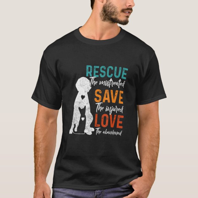 Rescue Gerettet Liebe Tierrettungshunde Katze T-Shirt (Vorderseite)