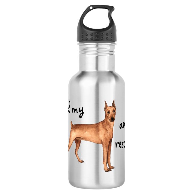Rescue German Pinscher Edelstahlflasche (Vorderseite)