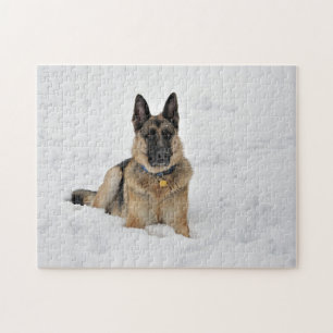 Rescue German Shepherd in Snow Jigsaw Puzzle