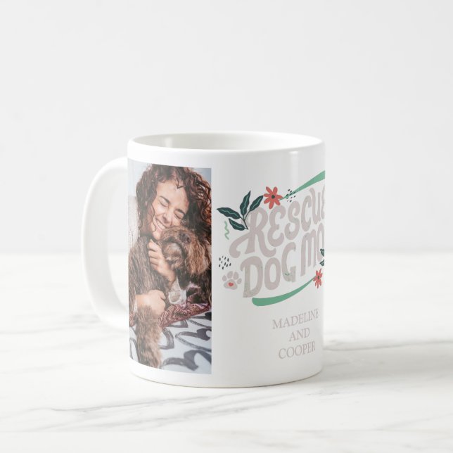 Rescue Hund Mama 2 Foto Kaffeetasse (Vorderseite Links)