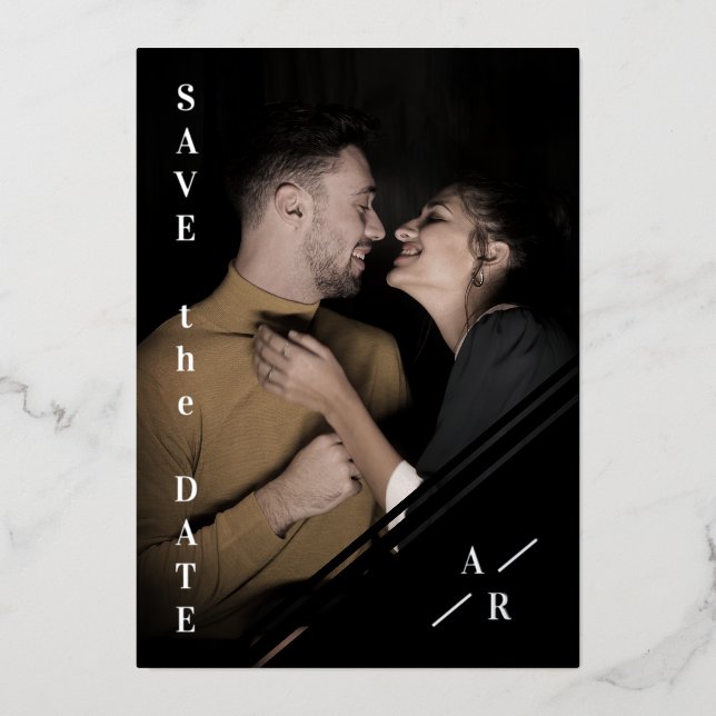Reserva La Fecha B&W Sophisticated Photo Couple Mi Folieneinladung (Vorderseite)