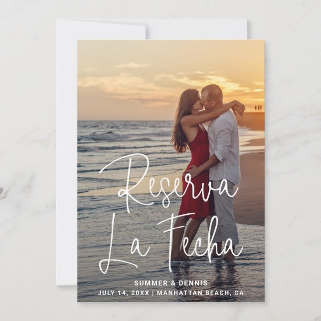 Reserva la Fecha Elegantes Script Foto Spanisch Save The Date (Vorderseite)