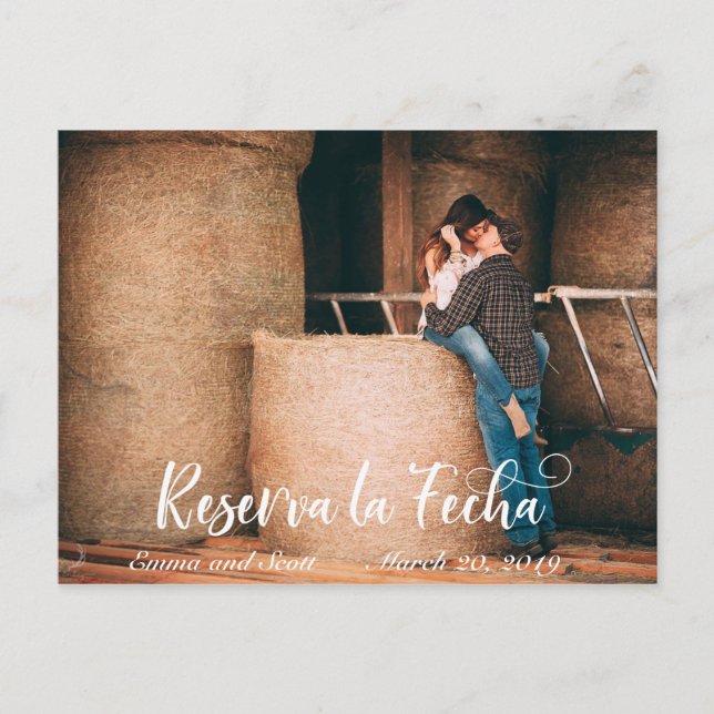 Reserva La Fecha Foto Save the Date Spanisch Ankündigungspostkarte (Vorderseite)