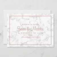 Reserva La Fecha Modern Marble Rose Gold Spanisch