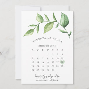 Reserva La Fecha Rustikale Grüne Kalender Spanisch Save The Date