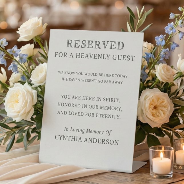 Reserved for Heavenly Guest Wedding Memorial Sockelschild (reserved for heavenly guest, memorial pedestal sign, wedding memory table)