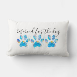 reserved for the dog paw print blue and white lendenkissen