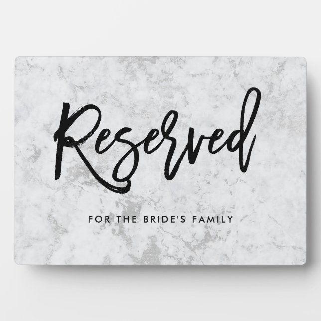 Reserved Handwritten | Script on Silver Marble Fotoplatte (Vorderseite)