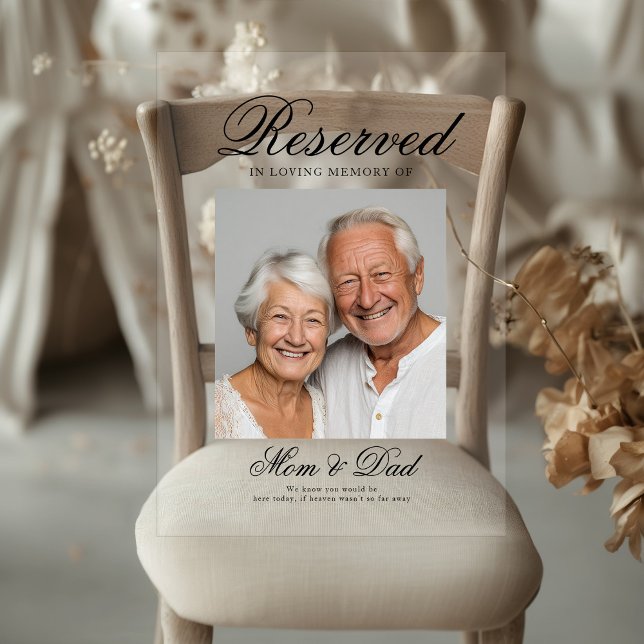 Reserved Seat - Photo Memorial Wedding Photo Acrylschild (Reserved Seat - Photo Memorial Wedding Photo Acrylic Sign)