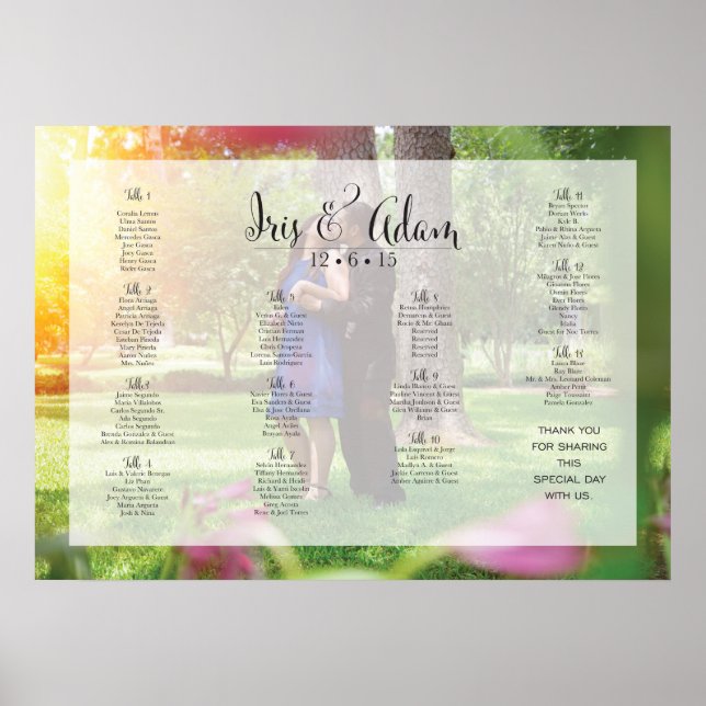 RESERVED Seating Chart for Iris+Adam (28" x 20") Poster (Vorne)