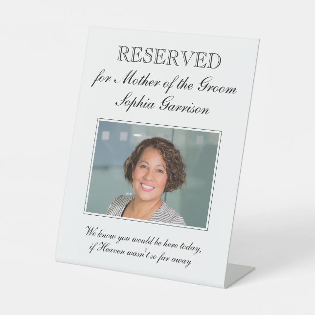 Reserved Sign for Mother of the Groom Memorial Sockelschild (Vorderseite)
