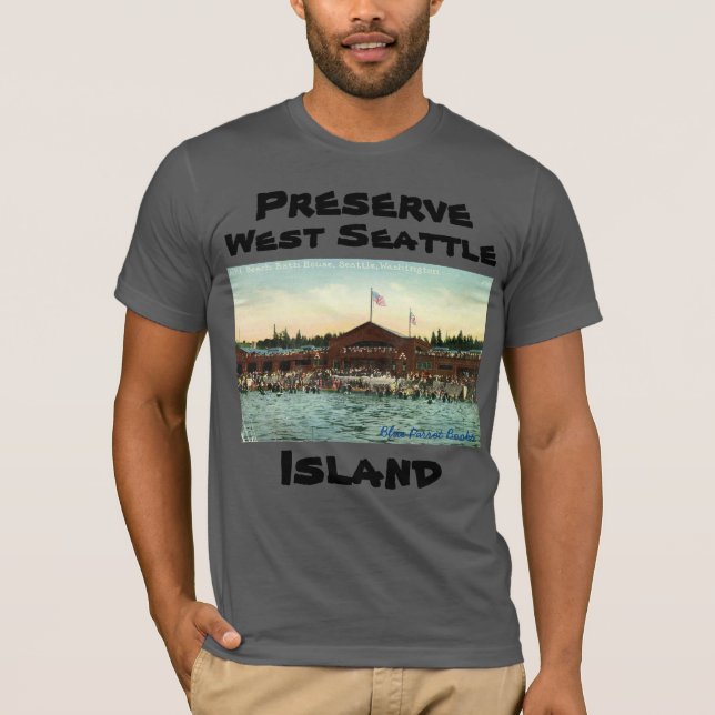 Reservieren Sie West Seattle Island Alki Beach Bat T-Shirt (Vorderseite)