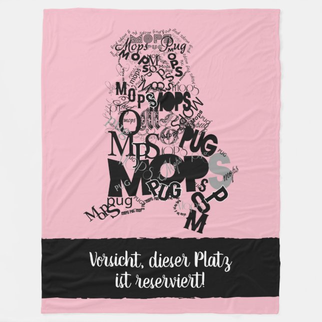 Reservierfür Herr Mops Fleecedecke (Vorderseite)