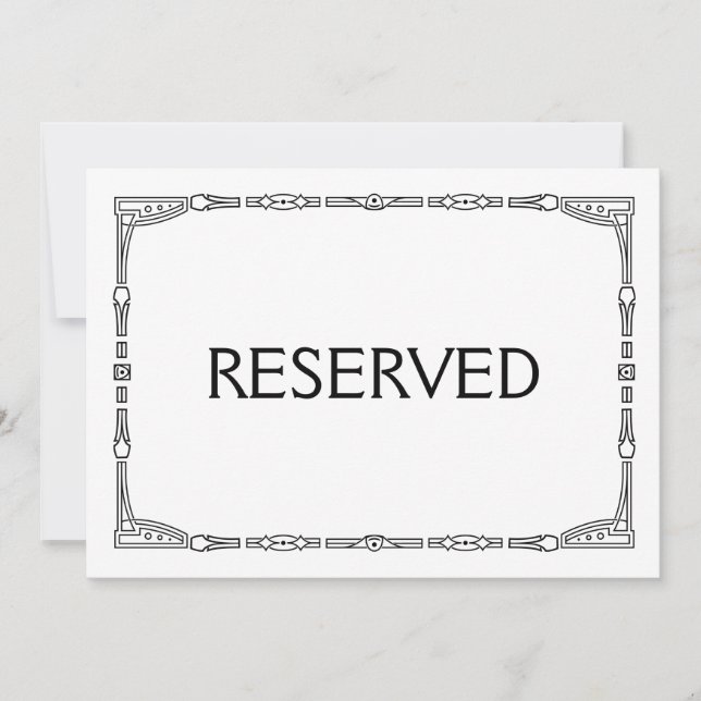 "Reserviert" Art Deco Art Wedding Sign Einladung (Vorderseite)