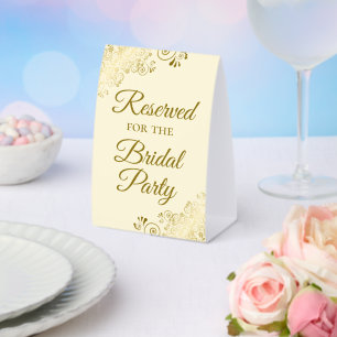 Reserviert für das Brautparty Elegant Gold & Creme Tischaufsteller