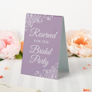 Reserviert für das Brautparty Elegant Lavender Tischaufsteller