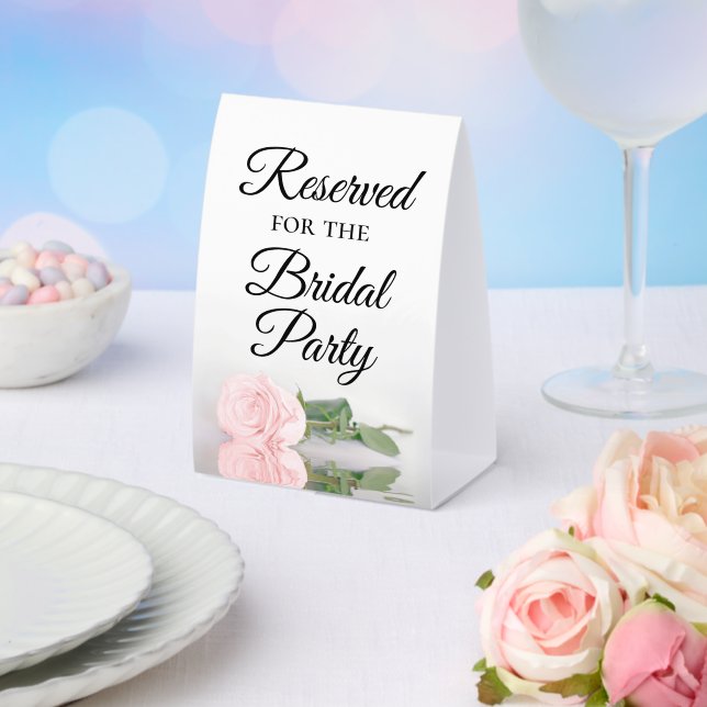 Reserviert für das Brautparty Elegant Rosa Rose Tischaufsteller (In Situ (Hochzeit))