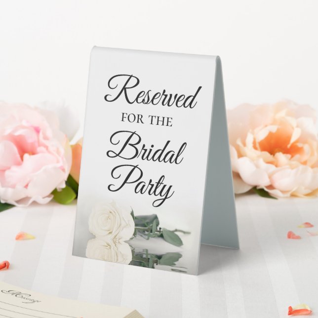 Reserviert für das Brautparty Elegant White Rose Tischaufsteller (In Situ (Hochzeit))