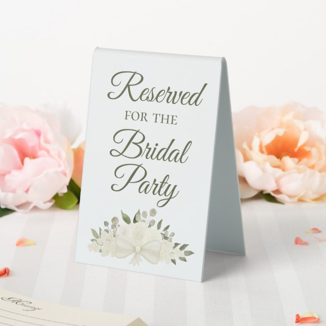 Reserviert für das Brautparty Ivory White Floral Tischaufsteller (In Situ (Hochzeit))