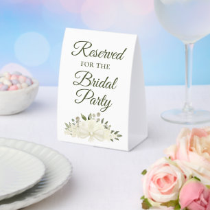 Reserviert für das Brautparty Ivory White Floral Tischaufsteller