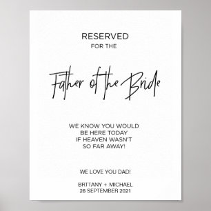Reserviert für den Vater der Braut Poster