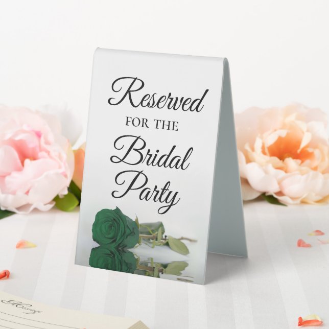 Reserviert für die Brautparty Emerald Green Rose Tischaufsteller (In Situ (Hochzeit))