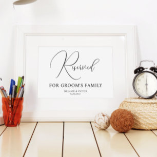 Reserviert für Groom's Family Wedding Sign Poster