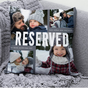 Reserviert für World's Best Vater Foto Collage Blu Kissen