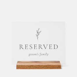 Reserviert Groom's Family Simple Minimalistisch El Acrylschild
