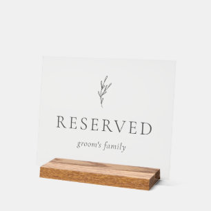 Reserviert Groom's Family Simple Minimalistisch El Acrylschild