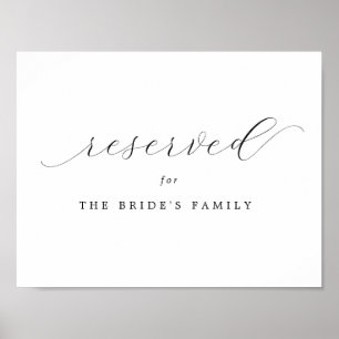 Reserviert Hochzeitszeichen der Brautfamilie Poster