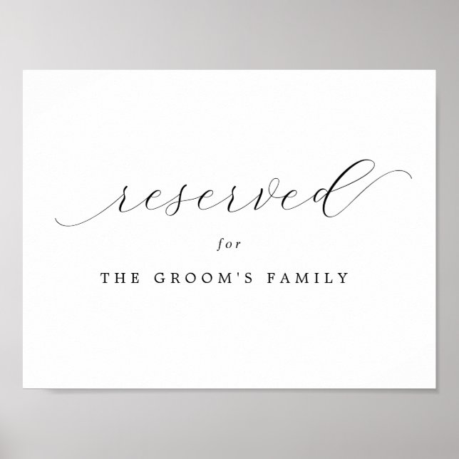 Reserviert | Hochzeitszeichen der Familie Groom Poster (Vorne)