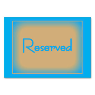Reserviert OceanBlue/CafeauLaitHorizontal Tablecar Tischnummer