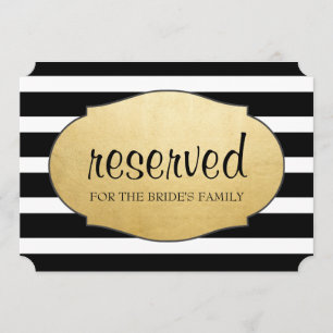 Reservierte Black Stripes Imitate Gold Foil Weddin Einladung